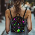 thumbnail image 4 of HELLHERO Neon Ink Splatter Small Travel Backpack, Zipper Closure Polyester Mini Backpack for Women, Adjustable Strap Daypack for Work Walking, 4 of 8