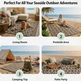 thumbnail image 3 of PASAMIC 9x12 ft Outdoor Rug Waterproof, Reversible Plastic Straw Patio Mat for RV, Deck, Balcony, Backyard, Brown/Black Checkered, 3 of 7