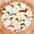thumbnail image 2 of Colorful Funny Dachshund Round Fitted Tablecloth with Elastic Edge,Dining Table Cover Waterproof,Outdoor Round Tablecloth for Camping,Dining,Indoor and Outdoor, 2 of 7