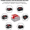 thumbnail image 1 of Adaptador de batería para batería Milwaukee de 18 V, puerto de CC y luz de trabajo LED y cargador USB dual, fuente de alimentación compatible con Milwaukee 49-24-2371 M18 ShuxiuWang 8390606318756, 1 of 1