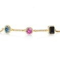 thumbnail image 2 of Gem Stone King 18K Yellow Gold Plated Silver Bracelet Persian Blue Moissanite Created Sapphire (1.56 Cttw), 2 of 4