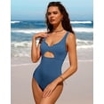 thumbnail image 2 of Charmo Womens Ribbed One Piece Swimsuits High Cut Padded Monokini Bathing Suit, 2 of 6