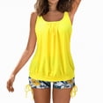 thumbnail image 3 of HCNTES Womens Bathing Suit Two Piece Tankini Swimsuits Tummy Control Flowy Swimwear Plus Size Swimwear Tank Top with Shorts(Yellow,S), 3 of 8