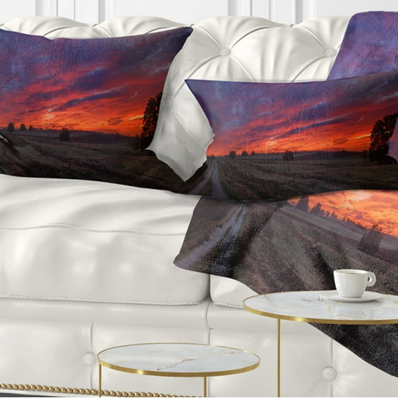 Designart Gorgeous Cloudy Sky during Fall - Landscape Printed Throw Pillow - 12x20