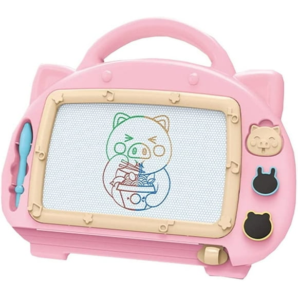 Cute Cartoon Pig Pattern Magnetic Drawing Board for Kids Erasable Magna Doodles Board with Pen and Stamps for Toddlers Writing Sketching Learning Painting Birthday Christmas Educational Gifts