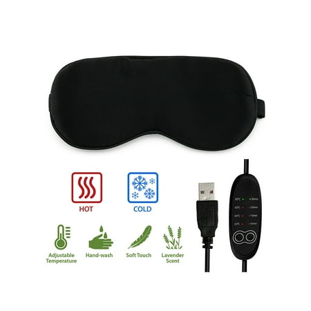 Heated cold Eye Mask with USB Temperature Control Cooling Gel for Puffy Eyes Dry Eye Lavender Flavor Sleeping Eye Cover - (Best Sleep Mask For Dry Eyes)