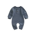 thumbnail image 2 of Unisex Newborn Baby Boy Girl Ribbed Romper 3M 6M 12M 18M Solid Color Knit Jumpsuit Infant Fall Winter One-Piece Outfit, 2 of 9