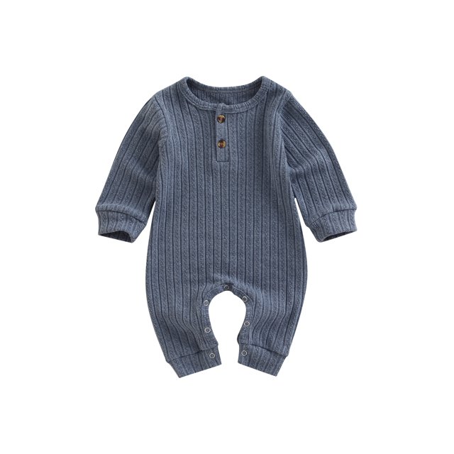 Fortune Barboteuse d'Automne pour Bébés Filles Garçons Manches Longues Couleur Unie Côtelée