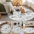 thumbnail image 5 of Round Rugs 3.3Ft, Gray Botanical Round Area Rug Washable Indoor Throw Carpet, Watercolor Spring Floral Summer Soft Non Slip Circle Rug for Laundry Room Patio Home Decor Aesthetic, 5 of 8