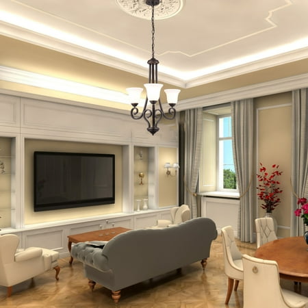Opal Cased Globe Pendant - 3-Light Chandelier Pendant w/ Satin Etched Cased Opal White Glass Shade
