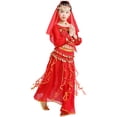 thumbnail image 5 of CUZIBR Toddler Girls Dance Performance Outfit Sets Belly Dance Kids Ethnic Dance Dress Stage For Children Clothes Sets,Red,2-3 Years, 5 of 6