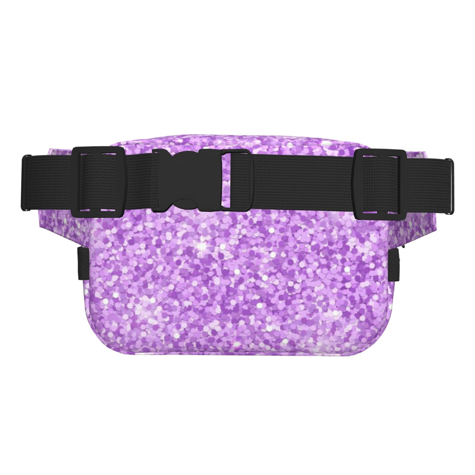 Picia Lilac Glittering Print Square Double-Layer Waist Bag Mini Adjustable Waist Belt Bag Exercise Running Travel Hiking