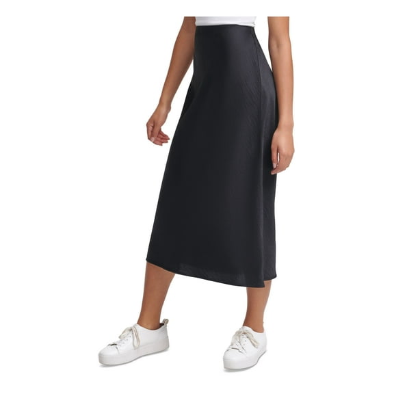 CALVIN KLEIN Womens Black Midi A-Line Skirt XL