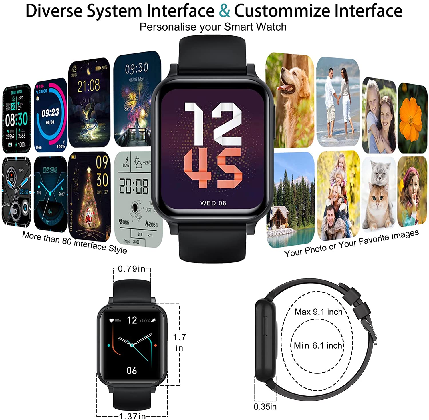 AiMoonsa Smart Watch for Women men,Fitness Tracker with Heart Rate Monitor,  Activity Tracker Smartwatch,5ATM | Walmart Canada