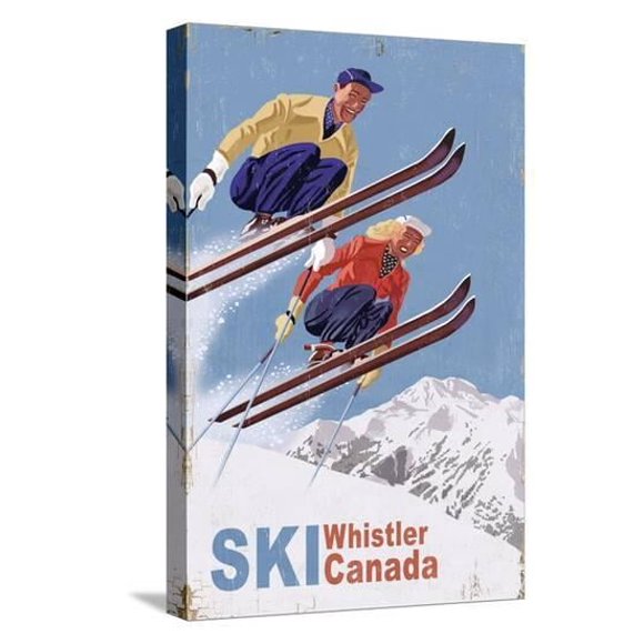 A NEW Ski Whistler, Canada - Vintage Skiers Poster Canvas Posters Framed/Unframed