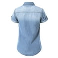 thumbnail image 4 of Made by Olivia Women's Classic Short Sleeve Button Down Denim Chambray Shirt, 4 of 4