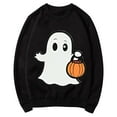 thumbnail image 5 of CLOISE Halloween Women's Sweatshirts Funny Ghost Graphic Pullover Sweatshirts Fall Long Sleeve Crewneck Hoodies Shirts Casual Blouses Holiday Party Outfits Black XL Treat, 5 of 5