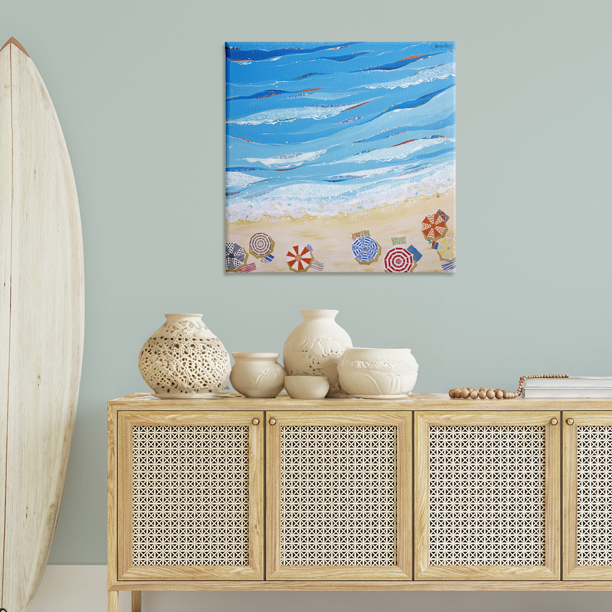 Stupell Industries Made In The Shade Beach Landscape Painting Gallery Wrapped Canvas Art Print Wall Art, 36 x 36