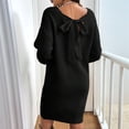 thumbnail image 6 of Women Backless Tied Long Lantern Sleeve Pullover Sweaters Fall Winter Trendy Clothes Black XL, 6 of 7