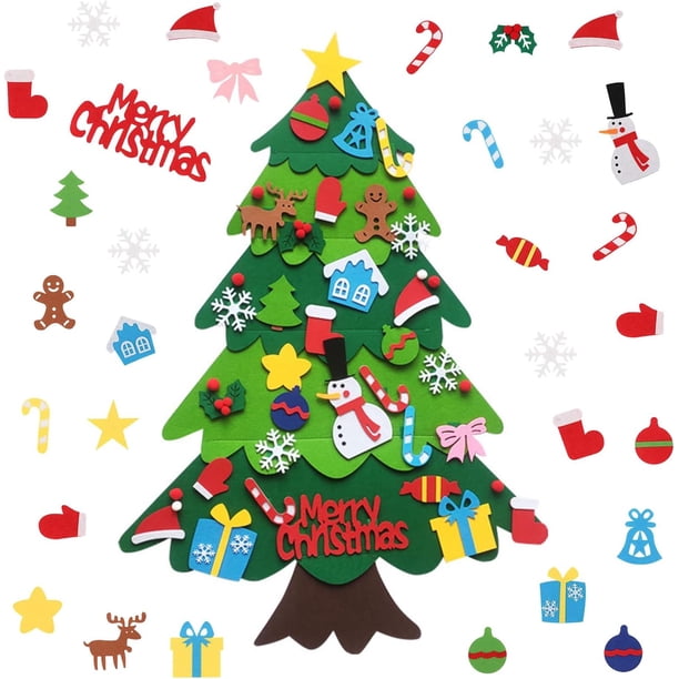 Adornos de árbol de Navidad de fieltro desmontables, decoración de pared de Año Nuevo, regalos de Navidad para niños, decoraciones navideñas de bricolaje utilizadas para la decoración de