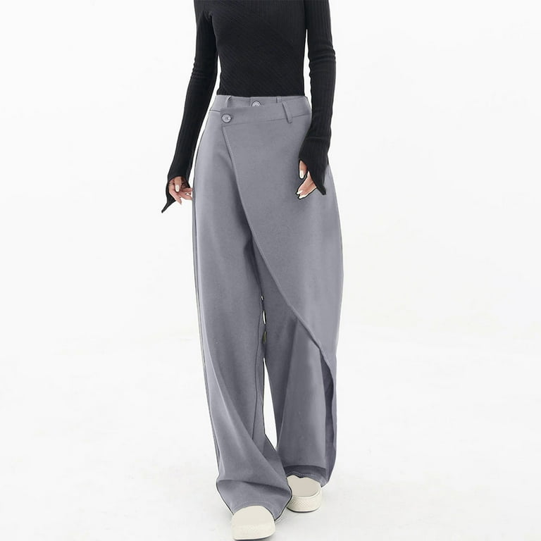 Women High Waisted Solid Pockets Zipper Street Loose Women High Waisted Solid Pockets Zipper Street Loose