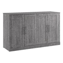 Pemberly Row 75" Engineered Wood Queen Cabinet Bed w/ Mattress in Bark Gray