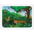 thumbnail image 1 of Jaguar Bath Mat, Animals in Rainforest Exotic Birds Snakes and Tapirs Tropical Jungle Illustration, Plush Bathroom Decor Mat with Non Slip Backing, 29.5" X 17.5", Multicolor, by Ambesonne, 1 of 2