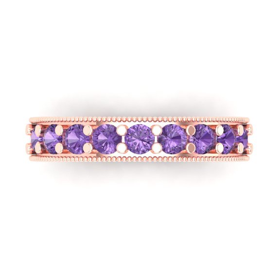 1.81 ct Brilliant Round Cut Simulated Alexandrite 18K Rose Gold Band SZ 10.5