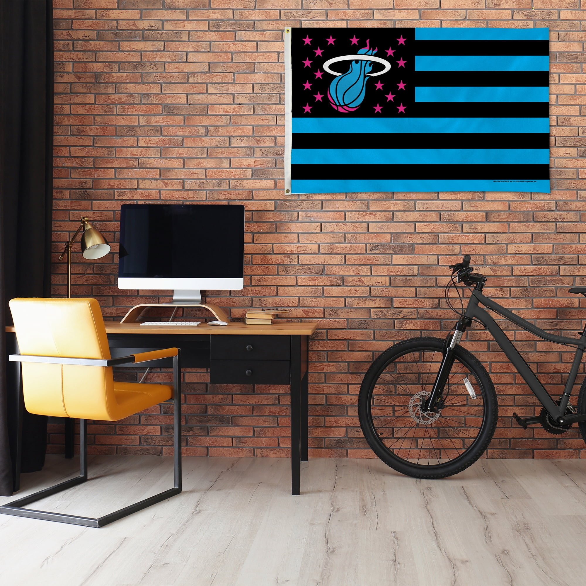 Rico Industries Miami  Basketball 3' x 5' Stars & Stripes Banner Flag  - Indoor or Outdoor Décor