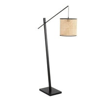 LumiSource Black Wood, Black Steel, Rattan Arturo Floor Lamp