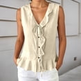 thumbnail image 2 of Fgnfyis Womens Tank Tops Sleeveless Ruffle Vest Casual Polished Summer Daily Summer Tank Tops for Women Beige XL, 2 of 5