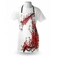 thumbnail image 3 of Japanese Apron Japanese Cherry Blossom Sakura Branch with Brushstrokes Artistic Image Print, Unisex Kitchen Bib Apron with Adjustable Neck for Cooking Baking Gardening, Red and Brown, by Ambesonne, 3 of 3