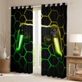 thumbnail image 2 of jejeloiu Console Game Lovers Black Out Curtains,Gradient Green Yellow Gamepad Curtains Pack of 2 (42x63 Each),Modern Geometric Honeycomb Bedroom Curtains For Boys Teens,Ultra Soft Home Decor, 2 of 6