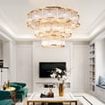 thumbnail image 3 of 3-Tier Golden Crystal Chandelier, 2/3 Deck Optional, D120 Large Size, E14 Base, Modern Luxury LED Pendant Light for Living Room Dining Room High Ceiling, 3 of 8