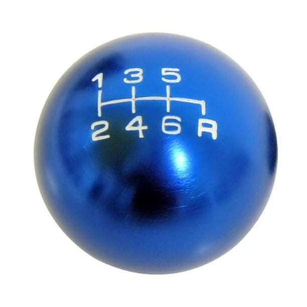 10x1.25mm Thread 6 speed JDM Round Ball Shift Knob in Blue Billet