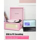 thumbnail image 3 of Tocadiscos de vinilo rosa de pie vintage con patas desmontables, 4 parlantes incorporados, codificación USB a PC, reproductor LP de 33/45/78 RPM, tocadiscos retro Bluetooth, compatible con conector pa, 3 of 5
