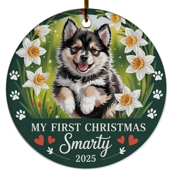 Dog First Christmas Ornament 2025, Pet Photo Christmas Ornament Gift for Dog Mom Dad, Custom Name Text Date Puppy Christmas Ornament Keepsake, Holiday Christmas Ornament