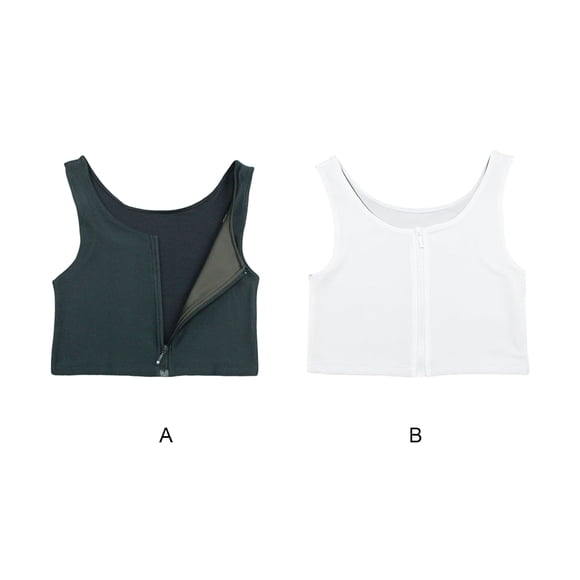 Woman Flat Chest Binder Portable Washable Breathable Solid Color Flexible Elastic Sweat Absorbent Breast Binders Vest Corset White XL