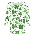 thumbnail image 5 of POTETI St Patricks Day Shirts Womens Plus Shamrock 3/4 Sleeve Crew Neck Shirt Tops, 5 of 5