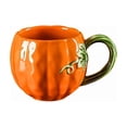 thumbnail image 3 of Qocolcyl 3D Pumpkin Shaped Ceramic Coffee Mug, Embossed Vine Handle Orange Fall Harvest Drinking Cup 320-380ml, Novelty Water Mug For Daily Kitchen Office Use Halloween Thanksgiving Table Decor, 3 of 8