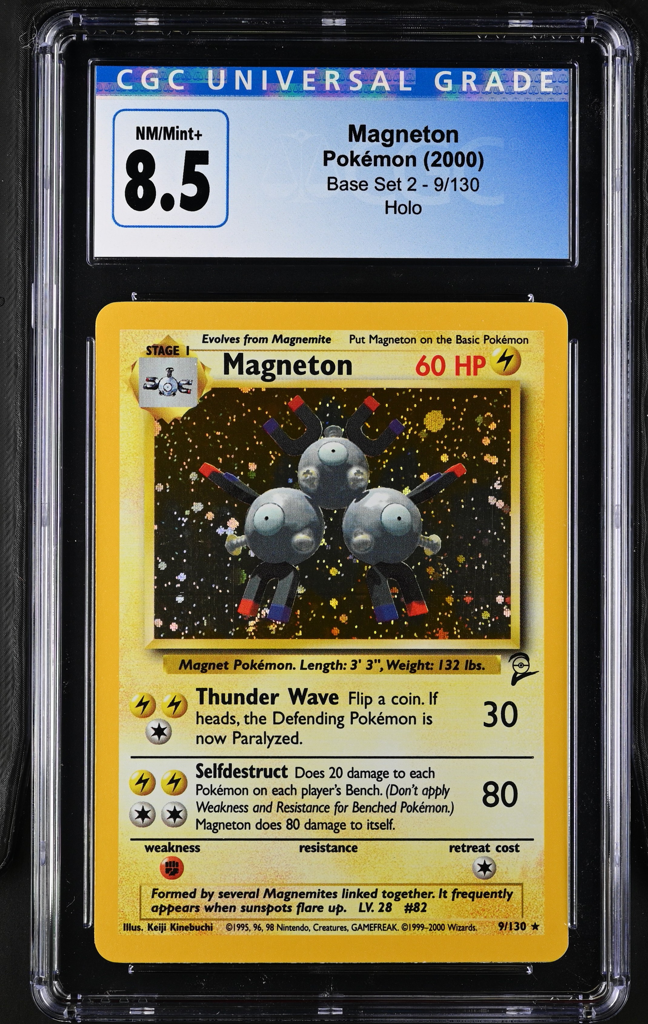 2000 Pokémon Base Set 2 Magneton Holo CGC 8.5 #9/130