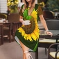 thumbnail image 3 of Vsdgher Tournesol pour Femmes Été 2025 Robes Midi Décontractées Légères Manches Courtes Col Rond Robe de Plage, 3 of 6