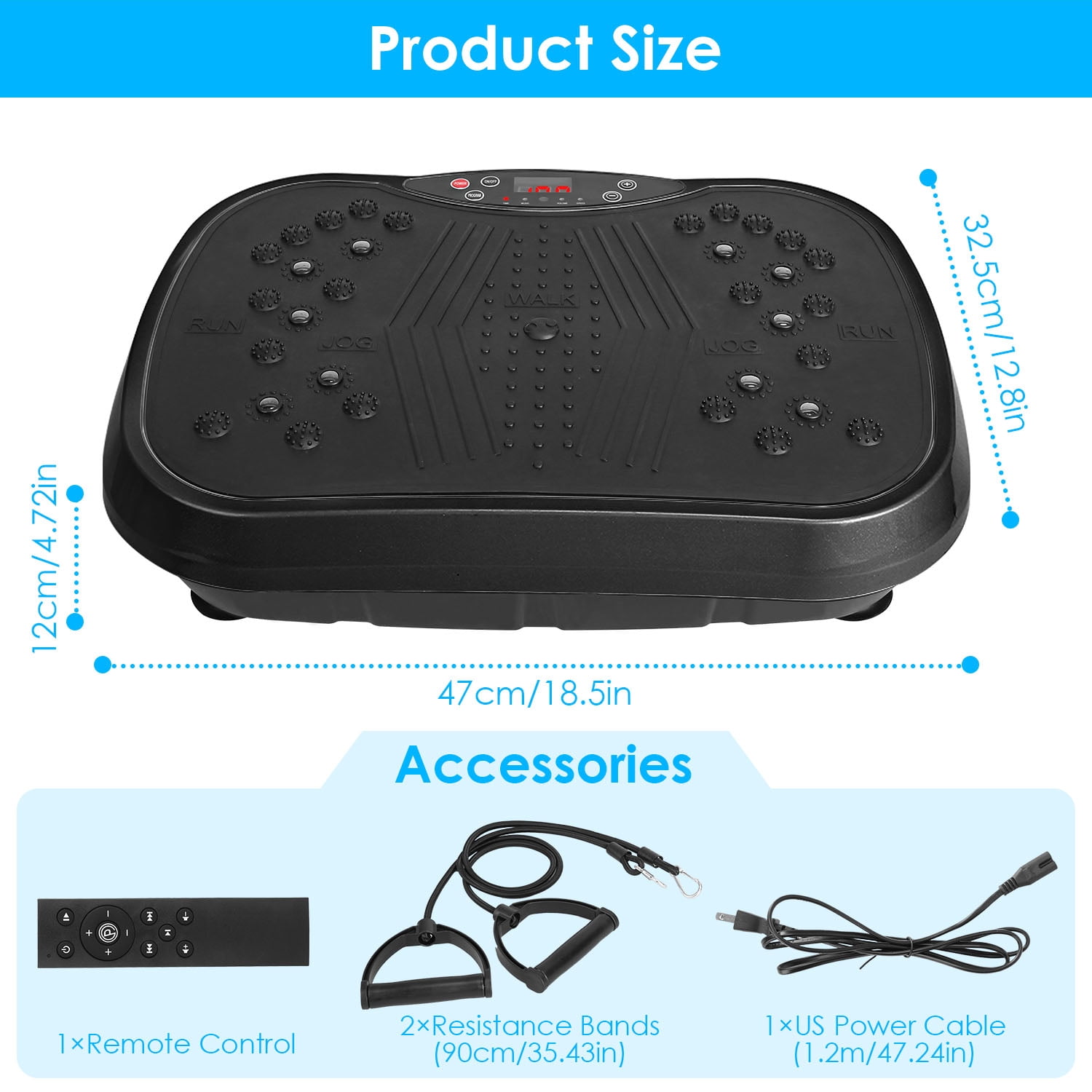 Vibration Plate Exercise Machine with 120 Speed Levels & 2 Resistance Bands, 331Lbs Load Capacity Whole Body Workout Machine USB Music Player for Home Weight Loss & Muscle Toning