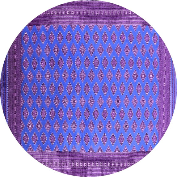 Ahgly Company Machine Washable Indoor Round Oriental Purple Industrial Area Rugs, 8' Round