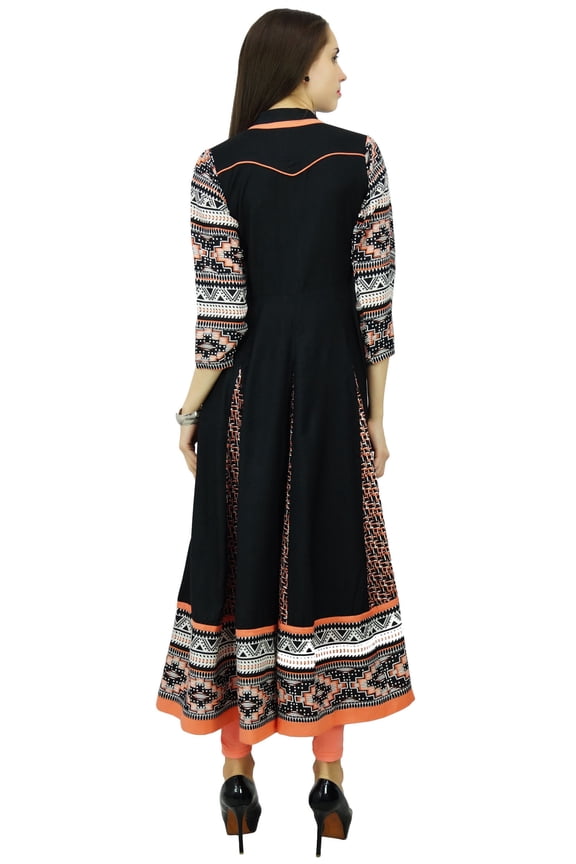 Geometric Pattern Kurta Rayon Anarkali Ethnic Kurti Designer Dress