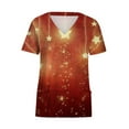 thumbnail image 3 of Womens Scrub Tops Short Sleeve V-neck Tops Uniform Christmas Tree Printed Pockets Blouse Nursing Clearance, 3 of 4