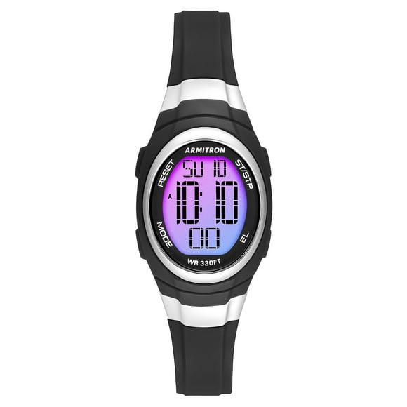 Armitron Sport Reloj 45/7034Brb Con Cronógrafo Digital Y Correa De Resina Negra Para Mujer Con Esfera Arcoíris