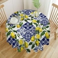 thumbnail image 3 of Blue Tile Lemon Tablecloth, Summer Fresh Lemon Florals Watercolor Spring Landscape Print Table Cloth Cover for Home Dinning Kitchen Wedding Party Decor, 60x60in, 3 of 6
