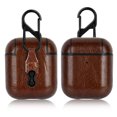 thumbnail image 1 of Funda para AirPods, Icarer Funda de cuero genuino [ultrafina] Funda protectora portátil a prueba de golpes con llavero para Apple AirPods1 y 2 Funda para auriculares (luz LED visible), 1 of 5