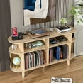 thumbnail image 5 of Record Player Stand with Charging Station, Vinyl Record Storage Cabinet, Mid-Century Modern Turntable Stand for Living Room, Oak Color, 5 of 9